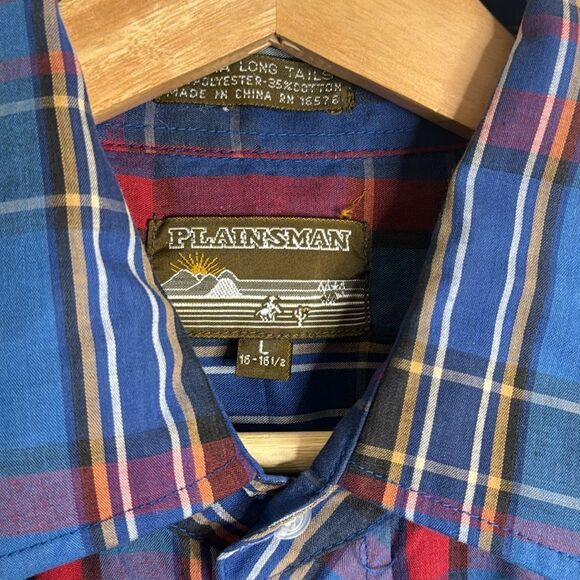 Plainsman mens Vtg long sleeve pearl snap button down western shirt size large - Picture 5 of 9